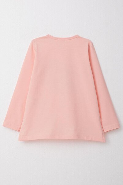 Breeze 2-6 Years Old Girl's T-Shirt - Long Sleeve, Bow Print, Salmon