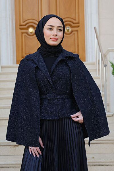 LOCCO Black Women's Jacket - Glitter Detailed and Cloak