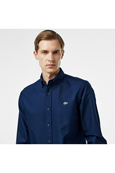 Lacoste Erkek Slim Fit Düğmeli Yaka Lacivert Gömlek