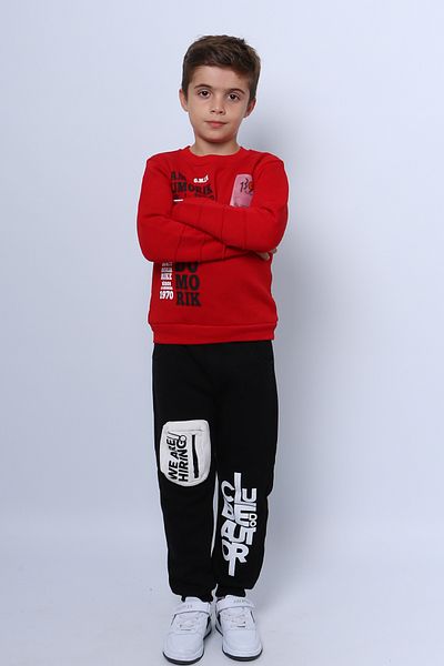 HÇM Boy's Tracksuit Set - 3 Thread, Printed Pocket Detail, D33