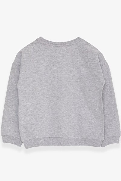 Breeze Дівчачий світшот з принтом і накладками, 4-8 років, світло-сірий меланж