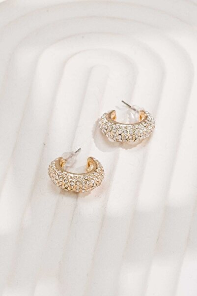 MRK Mini Zirkon Taşlı Oval Halka Küpe