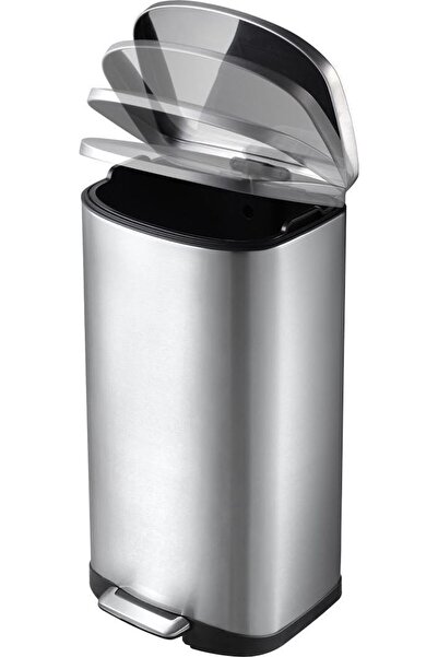 EKO Della Stainless Steel Rectangular Step Waste Bin with Soft Close Lid, 12-Liter