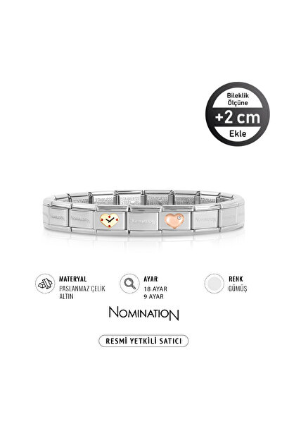 NOMİNATİON Italy Composable 18k Altın Saat Kalp & 9k Rose Taşlı Kalp Paslanma...