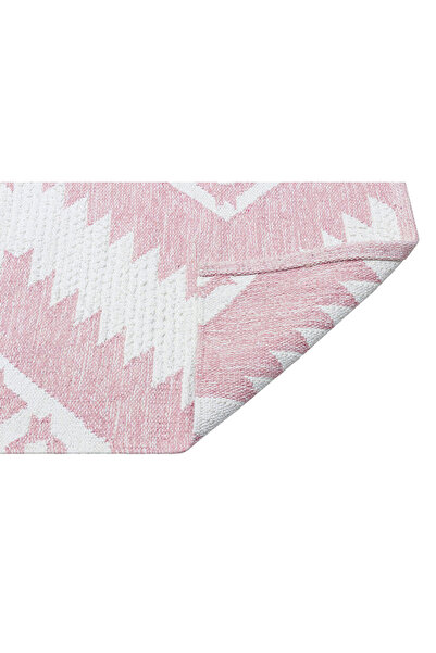 Eko Halı Afr 03 Pınk Whıte - Afro - Naturel Yıkanabilir Modern Desenli El Dokuma Hint Kilim