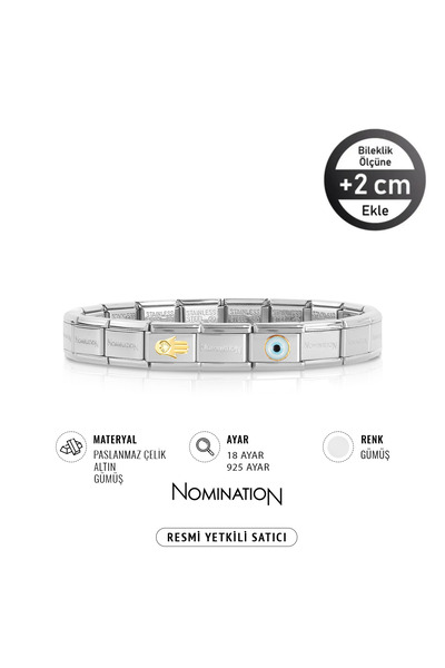 NOMİNATİON Italy Composable 18k Altın Fatımanın Eli & 18k Gümüş Göz Paslanmaz...