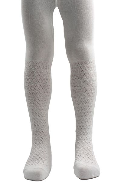 KARDEŞLER ÇORAP White Girl's Diamond Patterned Cotton Pantyhose