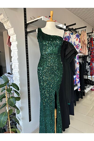 PATİSPANYA Trend Kadife Pullu Elbisee lüx