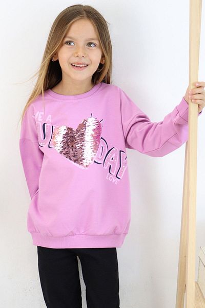 Breeze Hanorac Fata Cu Paiete Imprimat 4-8 Ani, Liliac