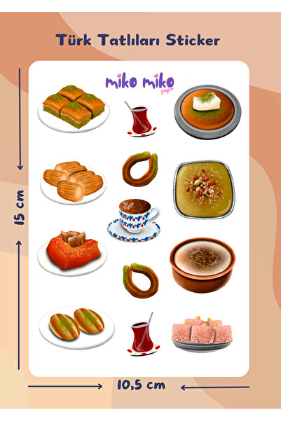 Miko Miko Şeyler Türk Tatlıları Sticker Sayfası / Bullet Journal / Sticker / ...