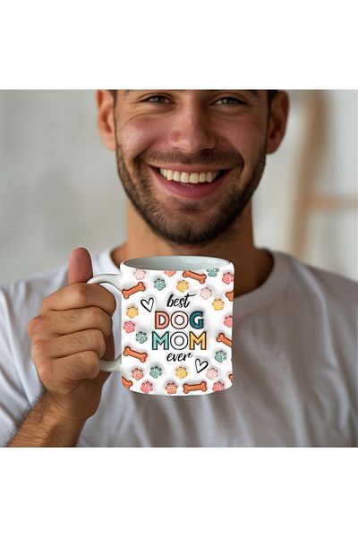 Evion Dog Mom Dog Mom Printed 3D Design Ceramic Mug - Gift Mug