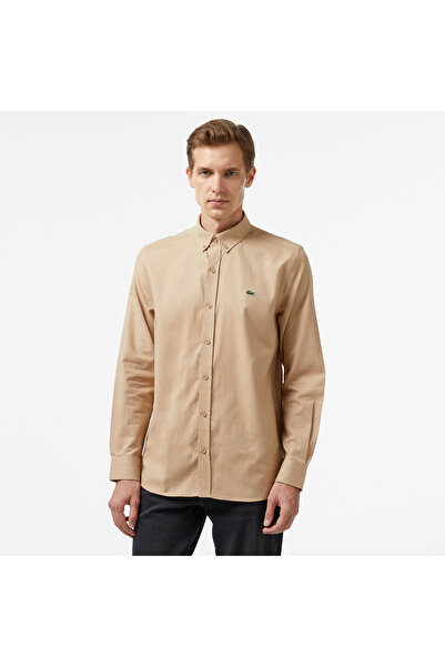 Lacoste Erkek Slim Fit Düğmeli Yaka Kahverengi Gömlek