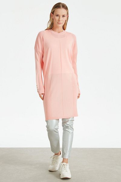Tığ Triko Knotted Sleeves Knitted Detailed Rayon Tunic SCHARM