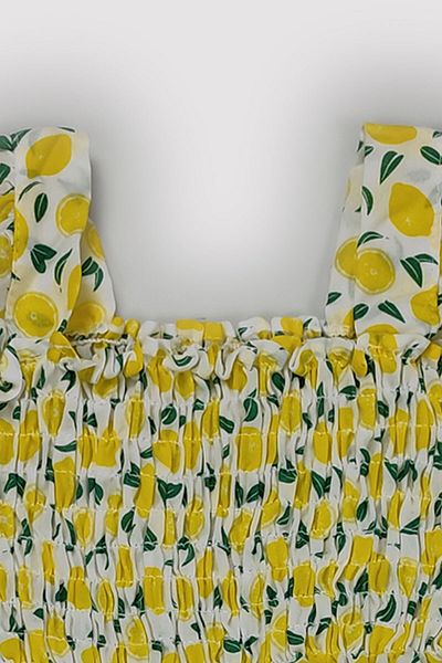 Peki Summer Cherry Strawberry Lemon Orange Fruit Print Dress for Kids Girls - Add 5 Pay 4 Gilet Gift 13123