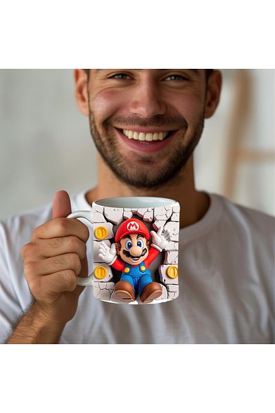 Evion Super Mario Printed 3D Design Ceramic Mug - Gift Mug