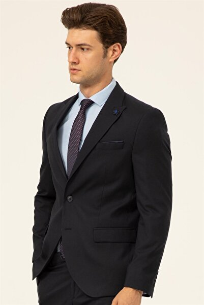 SÜVARİ Süvari 6 Drop Slim Fit Lacivert Yeleksiz Düz Takım Elbise