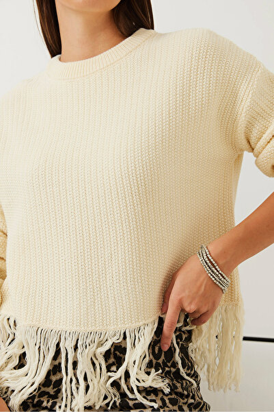 Bianco Lucci Pulover de damă cu tiv cu ciucuri 85001019