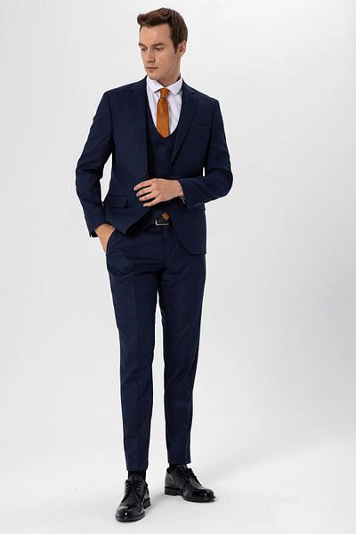 SÜVARİ Slimfit Dobby Vest Suit