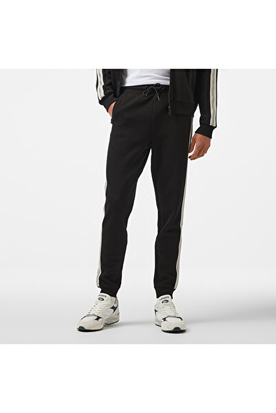 Lacoste Slim Fit Çizgili Erkek Siyah Eşofman Altı