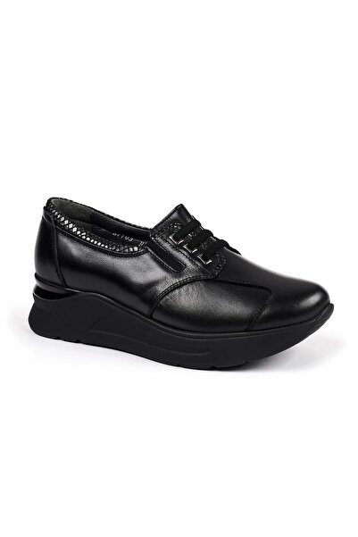 Forelli Forelli̇ Vendy-H Leather Black Shoes Suitable for Anatomical Bone Protrusion 57703