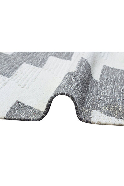 Eko Halı Afr 02 Sılver Whıte - Afro - Naturel Yıkanabilir Modern Desenli El D...