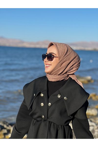 QASSA SHAL Bamboo Crach Milk Brown Scarf