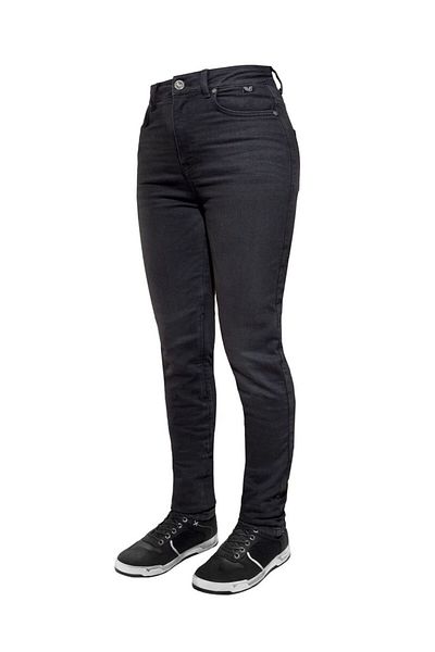 The Biker Jeans جينز نسائي محمي باللون الأسود اللامع من THE BIKER JEANS