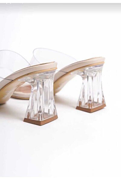 FİNTAS Ayağınıza Gelen Moda Transparent Heeled Transparent Banded Women's Slippers