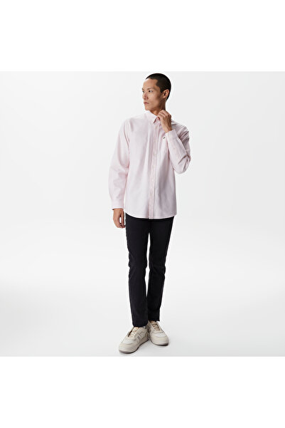 Lacoste Erkek Regular Fit Düğmeli Yaka Pembe Gömlek