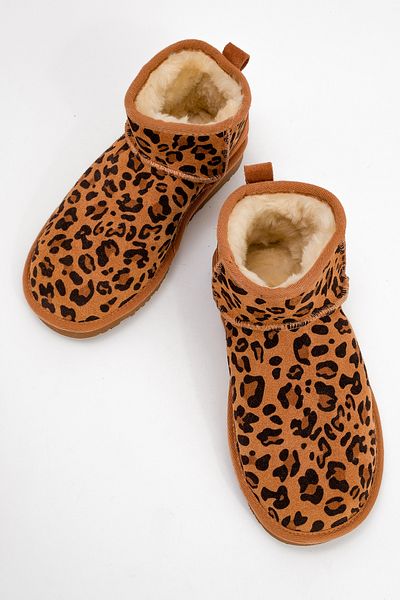 LuviShoes Γυναικεία μποτάκια ZAZ Tan με μοτίβο από γνήσιο δέρμα