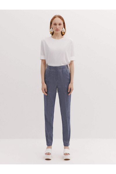 BAQA Ornamental Stitched Beltless Denim Trousers