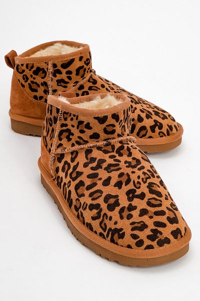 LuviShoes Γυναικεία μποτάκια ZAZ Tan με μοτίβο από γνήσιο δέρμα
