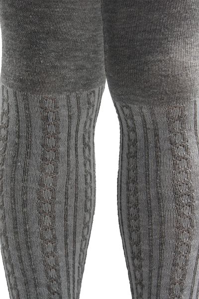 KARDEŞLER ÇORAP Gray Cotton Pantyhose - Chain Patterned, Girl