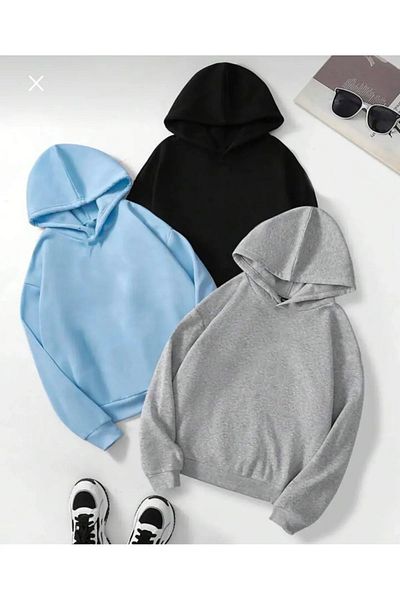 Medinenur Φούτερ με κουκούλα Unisex DUz Unprinted 3 τεμαχίων