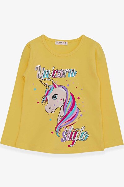 Breeze 2-6 Years Unicorn Patterned Yellow Long Sleeve Girl's T-Shirt