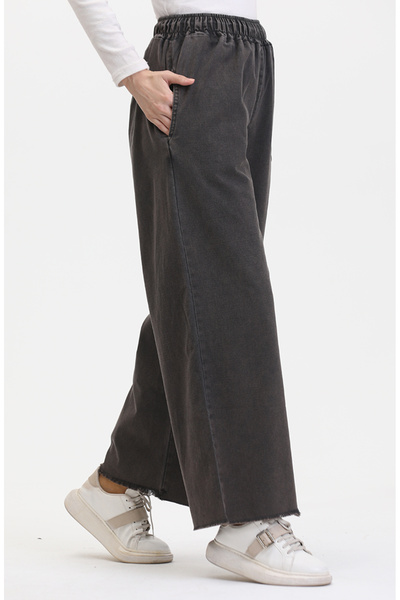 sefamerve Smoke Colored Elastic Waist Jeans - 1793V-01