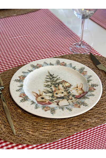 Decamor home 6 Pieces Rabbit Patterned Serving Plate New Year's Themed Serving Plate