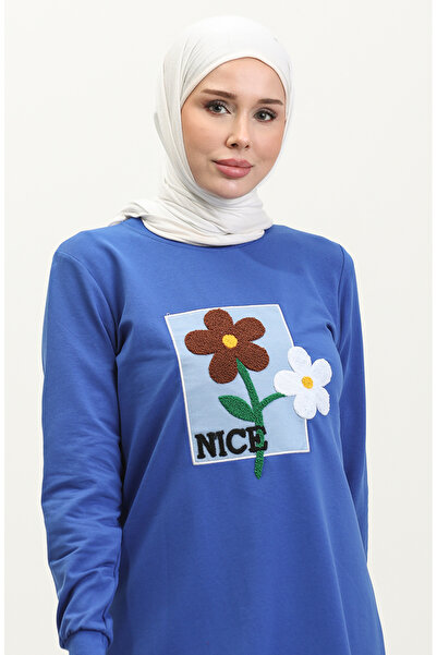 sefamerve 9116-04 Model Daisy Embroidered Saks Tunic