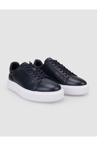 Cabani Pantofi sport pentru bărbați, 100% piele naturală, albastru bleumarin