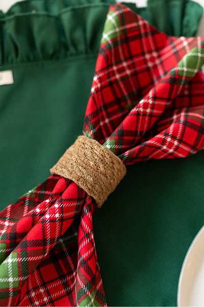 KaiHome 6-Piece Plaid Fabric Napkin 40cm