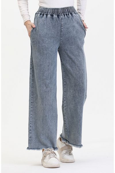sefamerve Blaue Jeans – elastische Taille, Modell 1793C-01