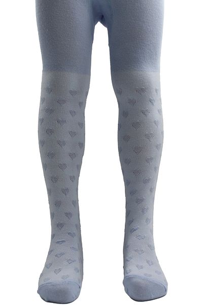 KARDEŞLER ÇORAP Blue Heart Patterned Cotton Girl's Pantyhose
