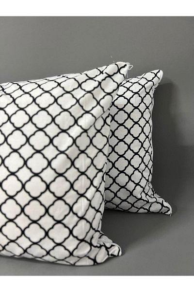 GOOD MORNİNG PAMUKKALE 2-Piece White Chain Patterned Pillow Case - 50X70