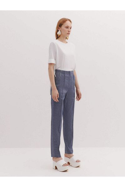 BAQA Ornamental Stitched Beltless Denim Trousers
