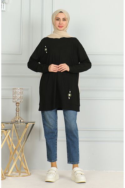 sefamerve Μαύρο χιτώνα Araboy Loose Fit - 9123-04