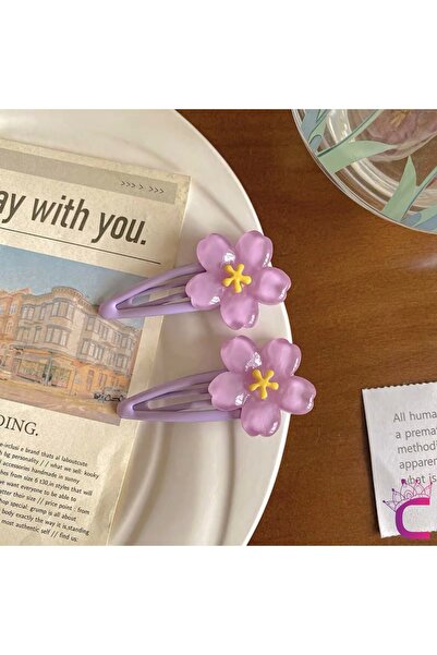 Cinderella Set de 3 catarame pentru fete cu flori de cireș liliac dulce 5cm