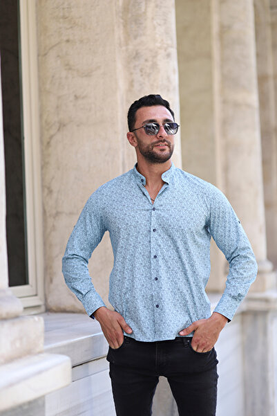 PASSERO Regular Fit Judge Collar Printed Lycra Shirt