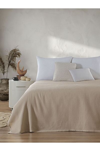 VESSİNOHOME مفرش سرير منقوش على شكل وافل مزدوج من نوع الفندق Luxury Pike