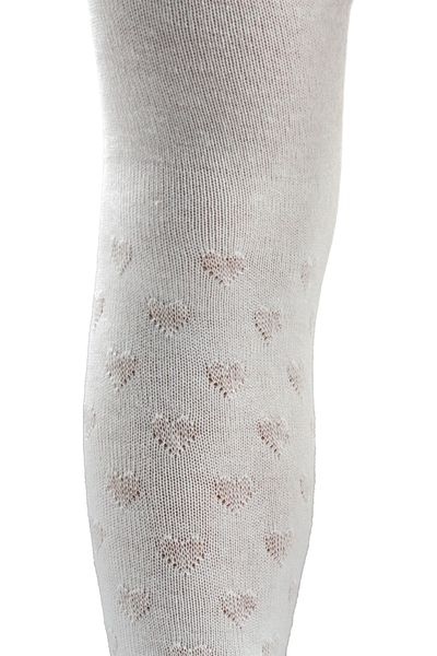 KARDEŞLER ÇORAP White Girl's Heart Patterned Cotton Pantyhose