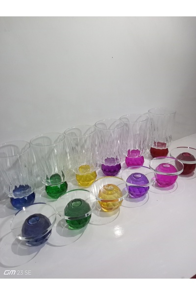 Paşabahçe FTH DİZAYN RENKLİ SEVENLER İCİN 12 PARCA SUNUM KAHVE YANI VE LOKUMLUK